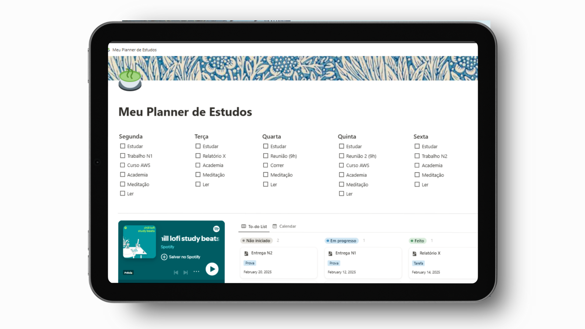 Planner de Estudos 📚 (Notion)